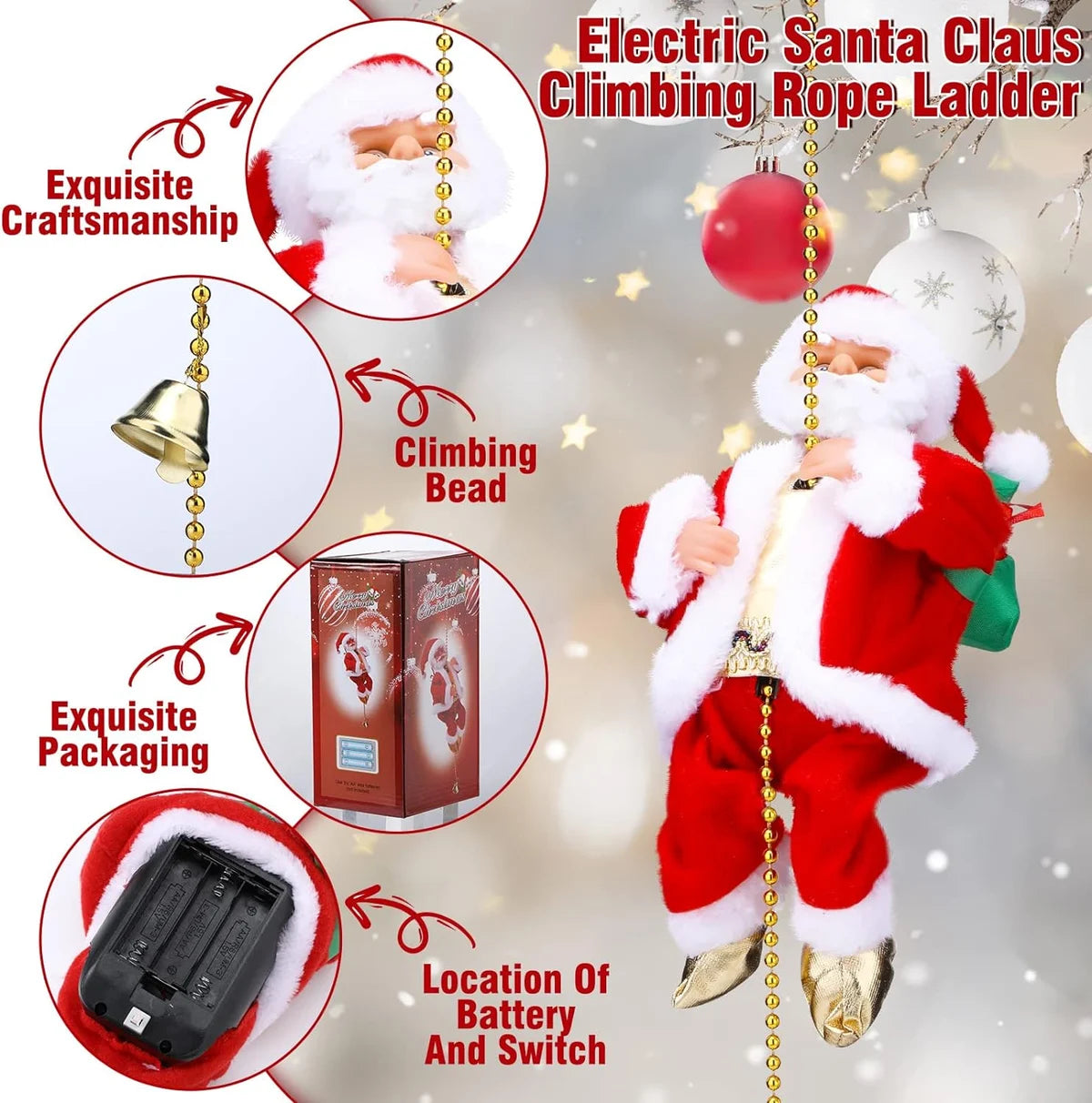 Electric Climbing Santa Claus Musical Toys